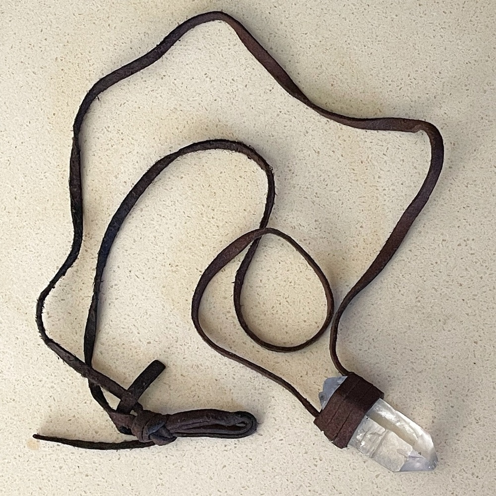 Vintage Quartz and Leather Necklace